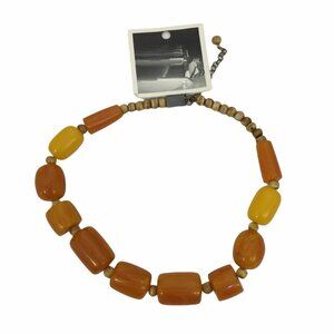 Anthropologie Necklace Orange Brown Wooden Bead